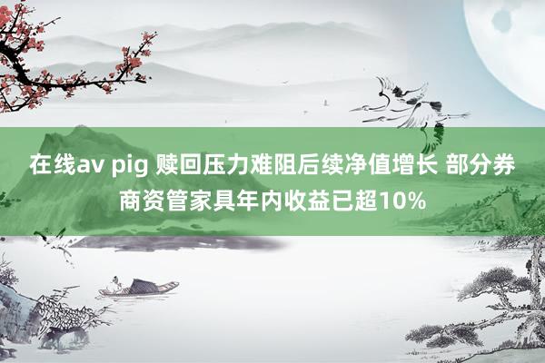 在线av pig 赎回压力难阻后续净值增长 部分券商资管家具年内收益已超10%
