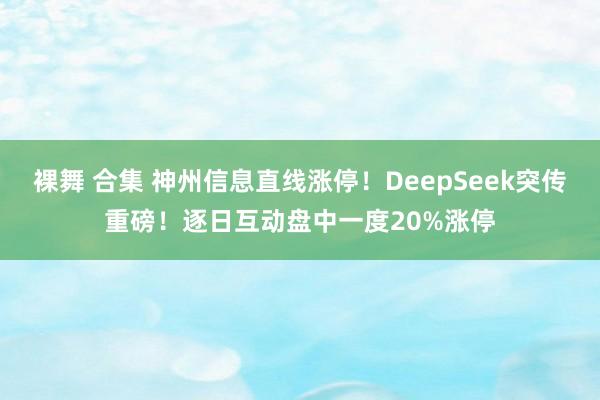 裸舞 合集 神州信息直线涨停！DeepSeek突传重磅！逐日互动盘中一度20%涨停