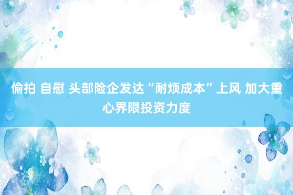 偷拍 自慰 头部险企发达“耐烦成本”上风 加大重心界限投资力度